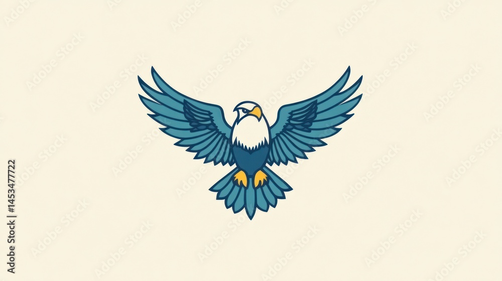 Obraz premium Eagle in flight, graphic design, minimalist style