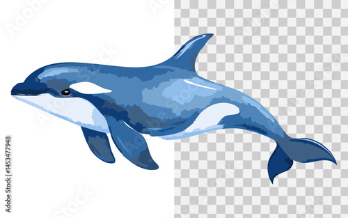 dolphin flat illustration with watercolor style
