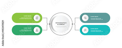 4 step diagram infographic template with icons suitable for business information and web presentation
