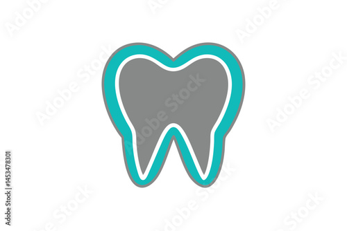 Gray tooth features a turquoise outline on a white background
