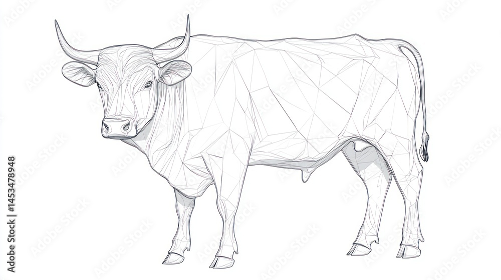 Fototapeta premium Polygonal Cattle Illustration
