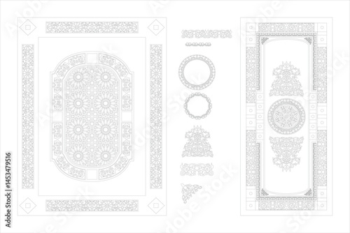 Intricate Line Art Collection Featuring Geometric Patterns And Floral Ornaments For Decoration