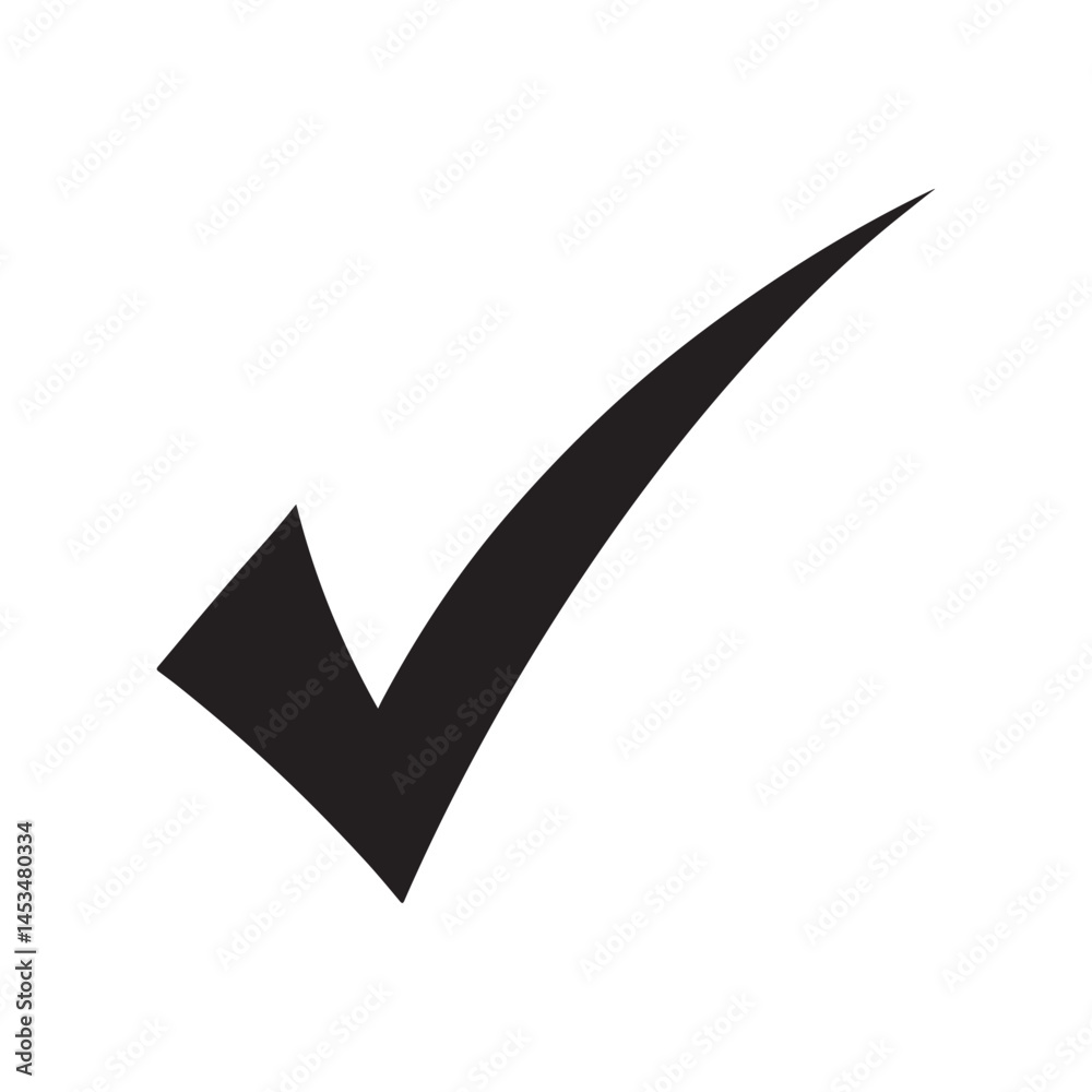 Tick mark icon silhouette vector icon silhouette on white background Tick mark icon silhouette vector icon silhouette on white background