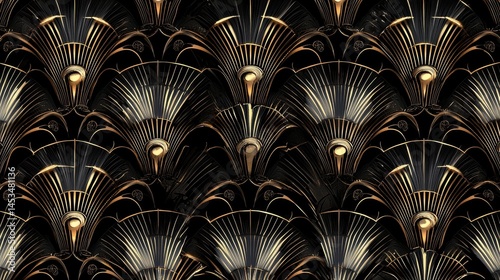 Classic Gatsby Style Black and Gold Pattern Background Design