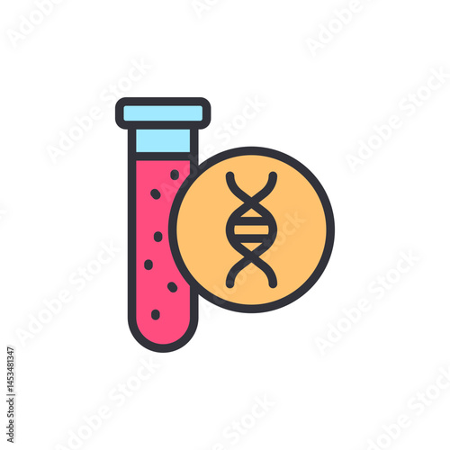 DNA test colored icons, minimalist vector illustration ,simple transparent graphic element .Isolated on white background