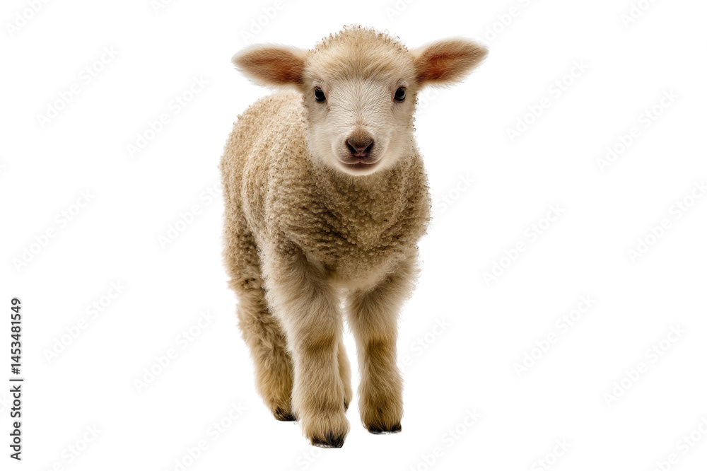 Fototapeta premium Playful lamb in white studio background