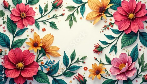 Intricate floral motif creates a flowing seamless design , botanical, flowers, curves