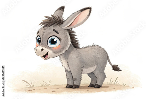Illustration of Cute baby donkey on white background