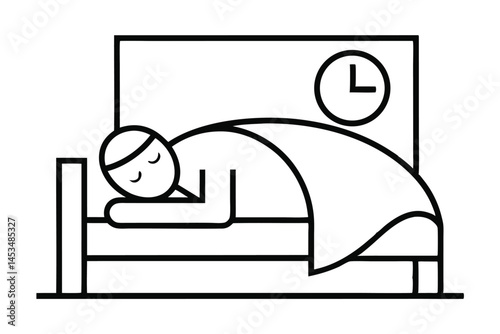 Linear displays a person sleeping peacefully under covers next to clock icon