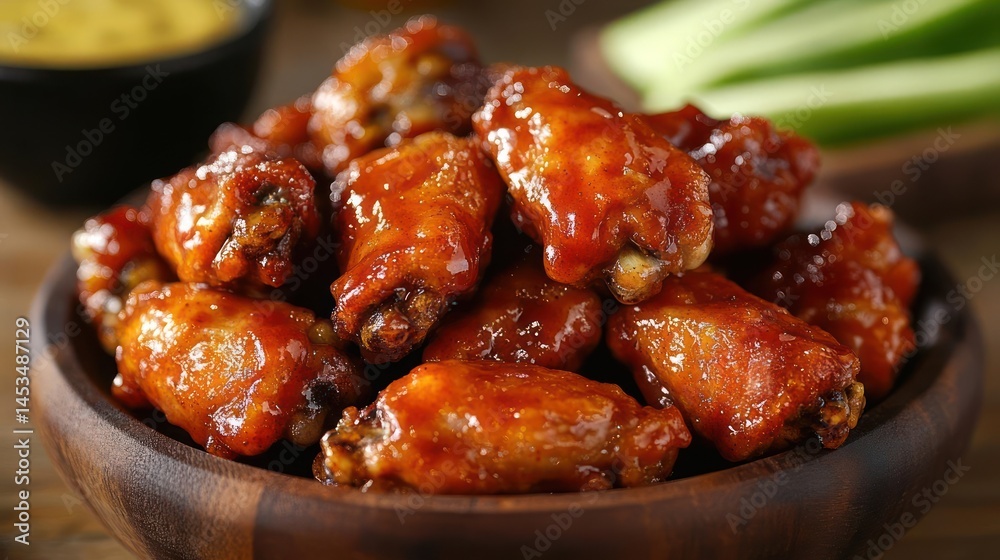 A plate of chicken wings with sauce A plate of chicken wings with sauce