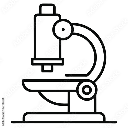 Outline drawing illustrates a simple optical microscope showing its key elements is on transparent background