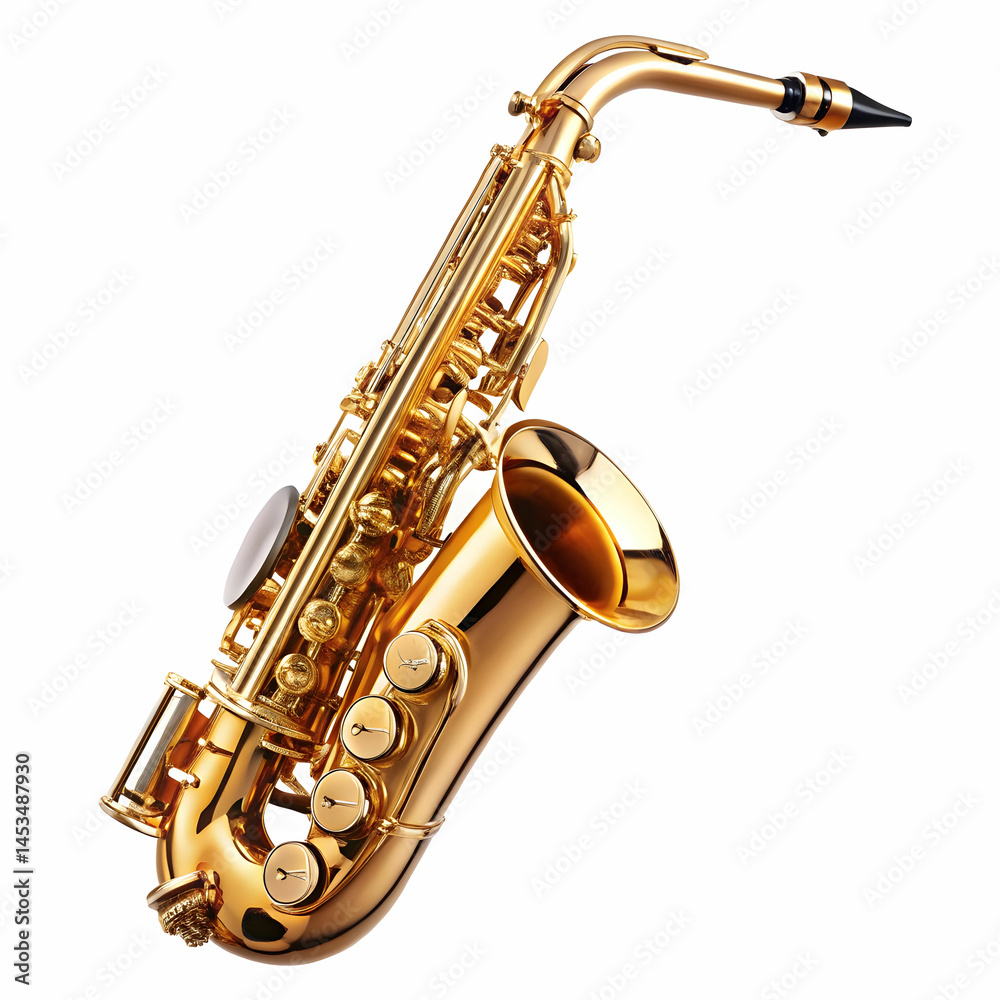 Naklejka premium saxophone instrument musical on white background