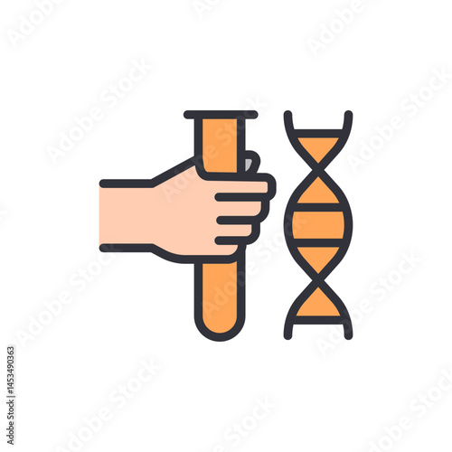 DNA test colored icons, minimalist vector illustration ,simple transparent graphic element .Isolated on white background