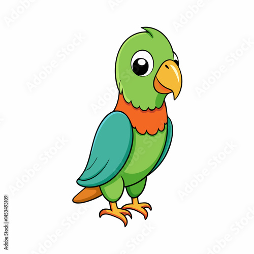 green lovebird on white background