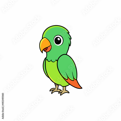 green lovebird on white background