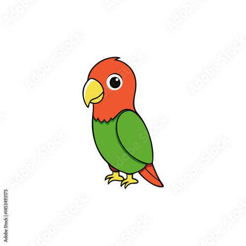 green lovebird on white background