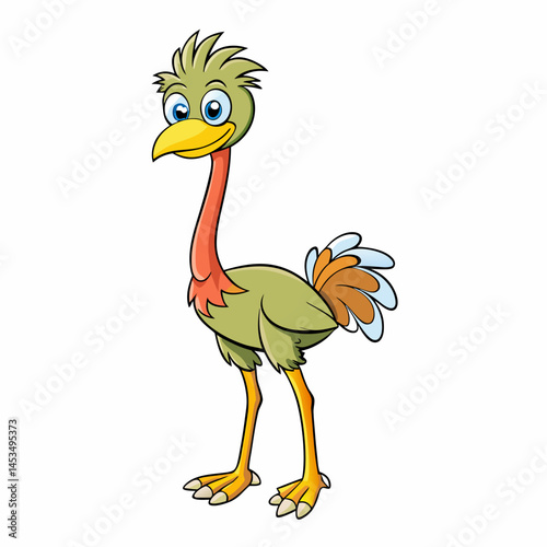 ostrich cartoon isolated on white