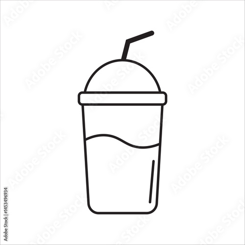 cup icon in line and flat style. Disposable cup. plastic container for hot and cold drinks, juice, tea, cocoa and more. Vector illustration on white background