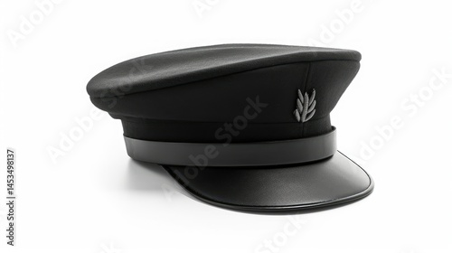Black Mariner's Cap on White Background