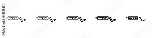 Set of 5 pixel perfect Muffler icon with 1 unexpanded, 1 silhouette, A long woolen scarf icon wrapped to suggest warmth and comfort.