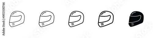 Set of 5 pixel perfect Helmet icon with 1 unexpanded, 1 silhouette, A protective helmet icon often used for safety in construction or sports.