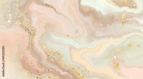 Elegant agate stone background design with natural texture and gold sequins.