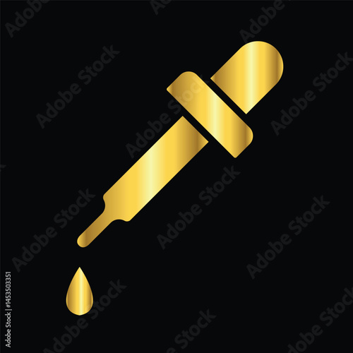 gold color dropper icon , template, flat, design, vector, illustrations, education, style, trendy, collections