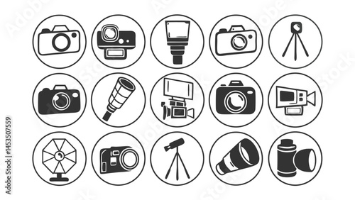 Photography Stroke icon collections. Containing Photo Camera, Photographer, Video Camera, Cameraman, RAW, JPG, Photo Album, Instant Camera, and Photoshoot icons.
