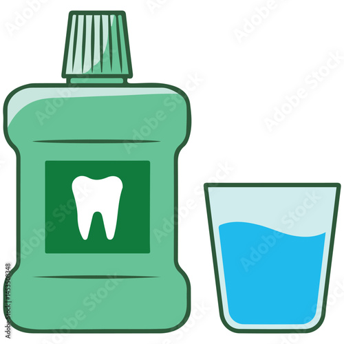 Oral rinse mouthwash bottle isolated vector illustration on white background