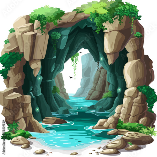 Cave isolated White background 