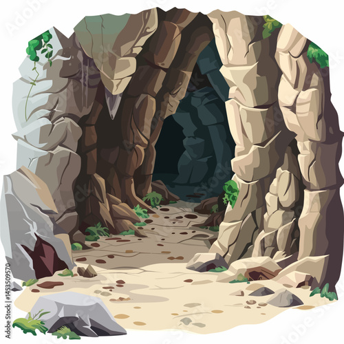 Cave on white background 