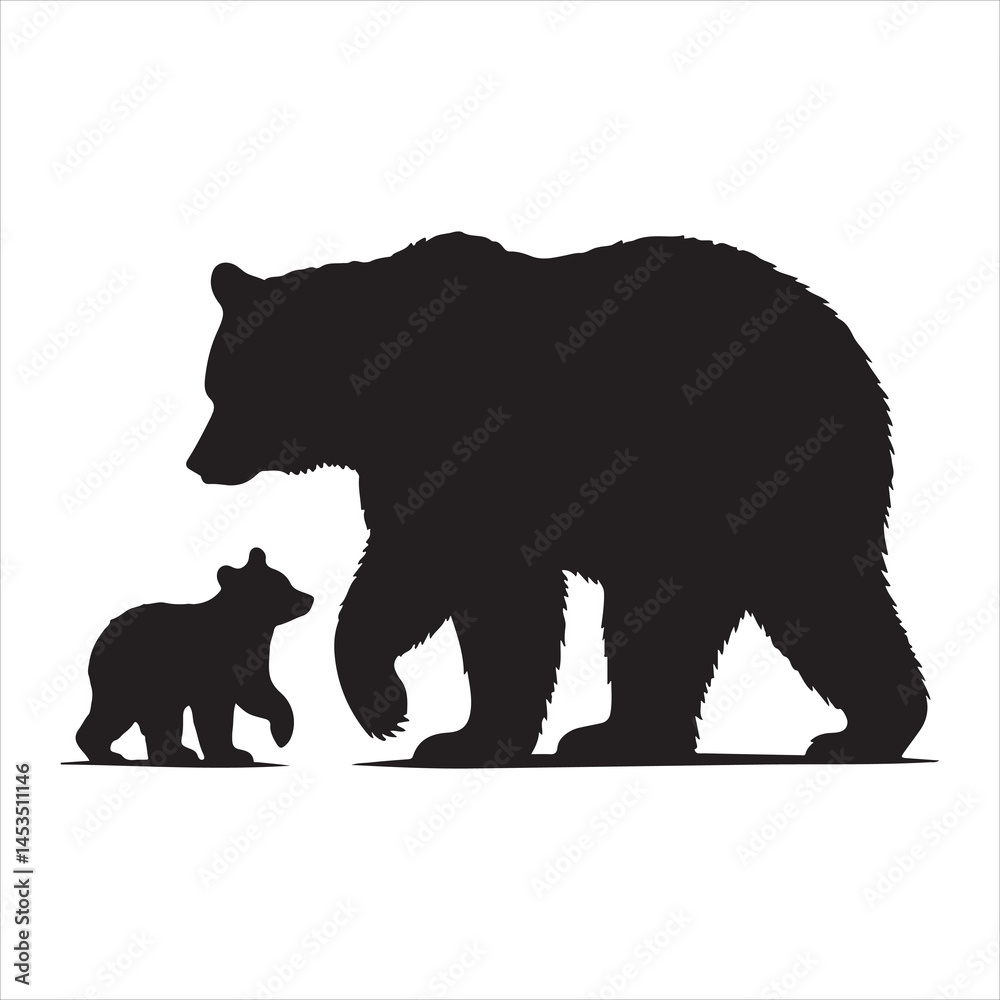 Fototapeta premium Silhouette vector of a bear standing on white background