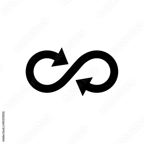 Infinity loop with arrows icon in black silhouette