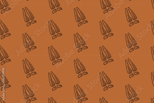 deer footprint doodle seamless pattern on tan background for adventure merchandise. outdoor roe footstep engraving pattern background for hunting. retro deer paw track hatching illustration wallpaper