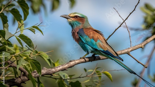 lilac breasted roller on a branch