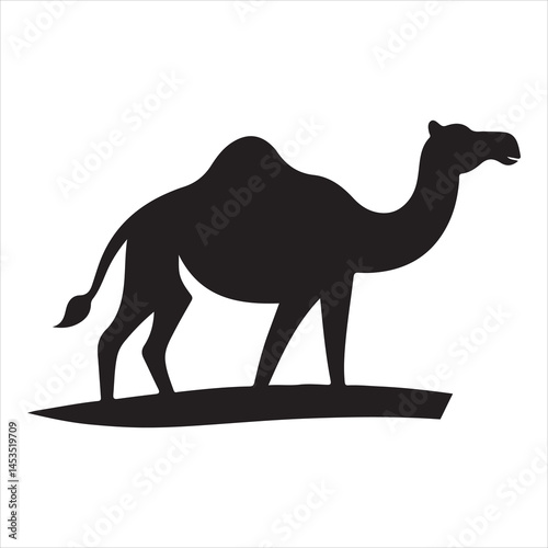 Silhouette vector of a camel standing on a white background