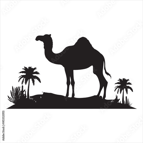 Silhouette vector of a camel standing on a white background