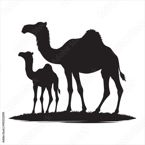 Silhouette vector of a camel standing on a white background