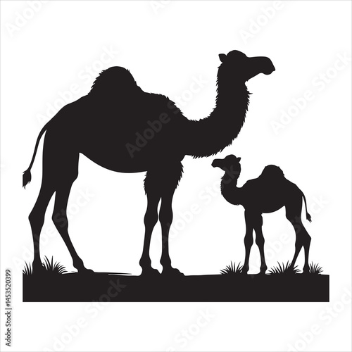 Silhouette vector of a camel standing on a white background