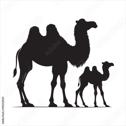 Silhouette vector of a camel standing on a white background