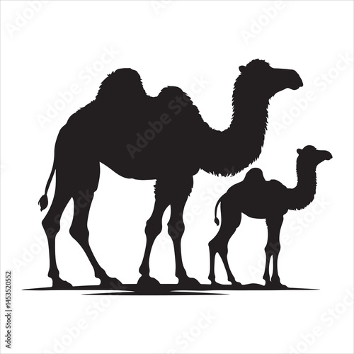 Silhouette vector of a camel standing on a white background