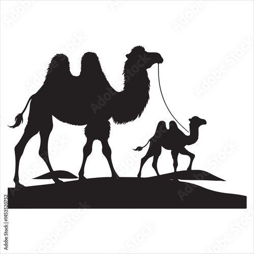 Silhouette vector of a camel standing on a white background