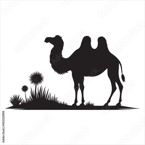 Silhouette vector of a camel standing on a white background