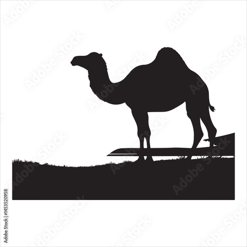 Silhouette vector of a camel standing on a white background