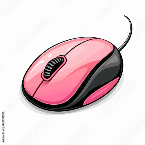 Pink computer mouse on white 