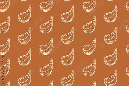 cowboy canteen doodle seamless pattern on tan background for adventure merchandise. outdoor leather pocket engraving pattern background for hunting. retro water bottle hatching illustration wallpaper