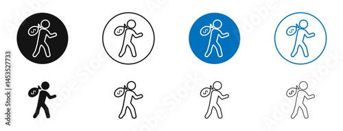 Robbery icon. Vector outline illustration. vector logo template