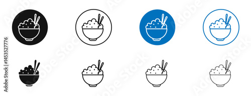 Rice bowl icon. Vector outline illustration. vector logo template
