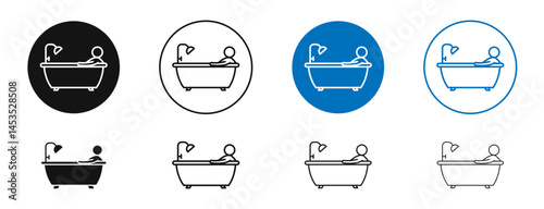Person Bathing icon. Vector outline illustration. vector logo template