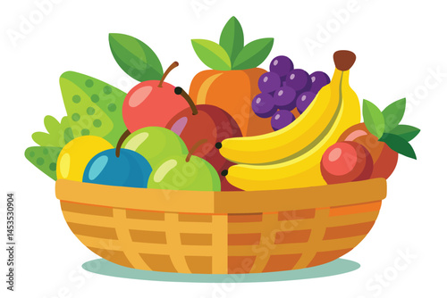Colorful fruit basket brimming with healthy goodness
